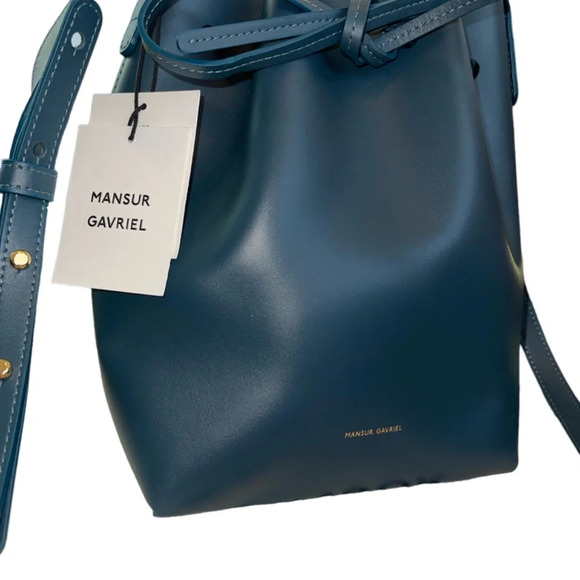NWT Mansur Gavriel *MIDNIGHT BLUE* Mini Calf Leather Bucket Bag - Picture 12 of 13